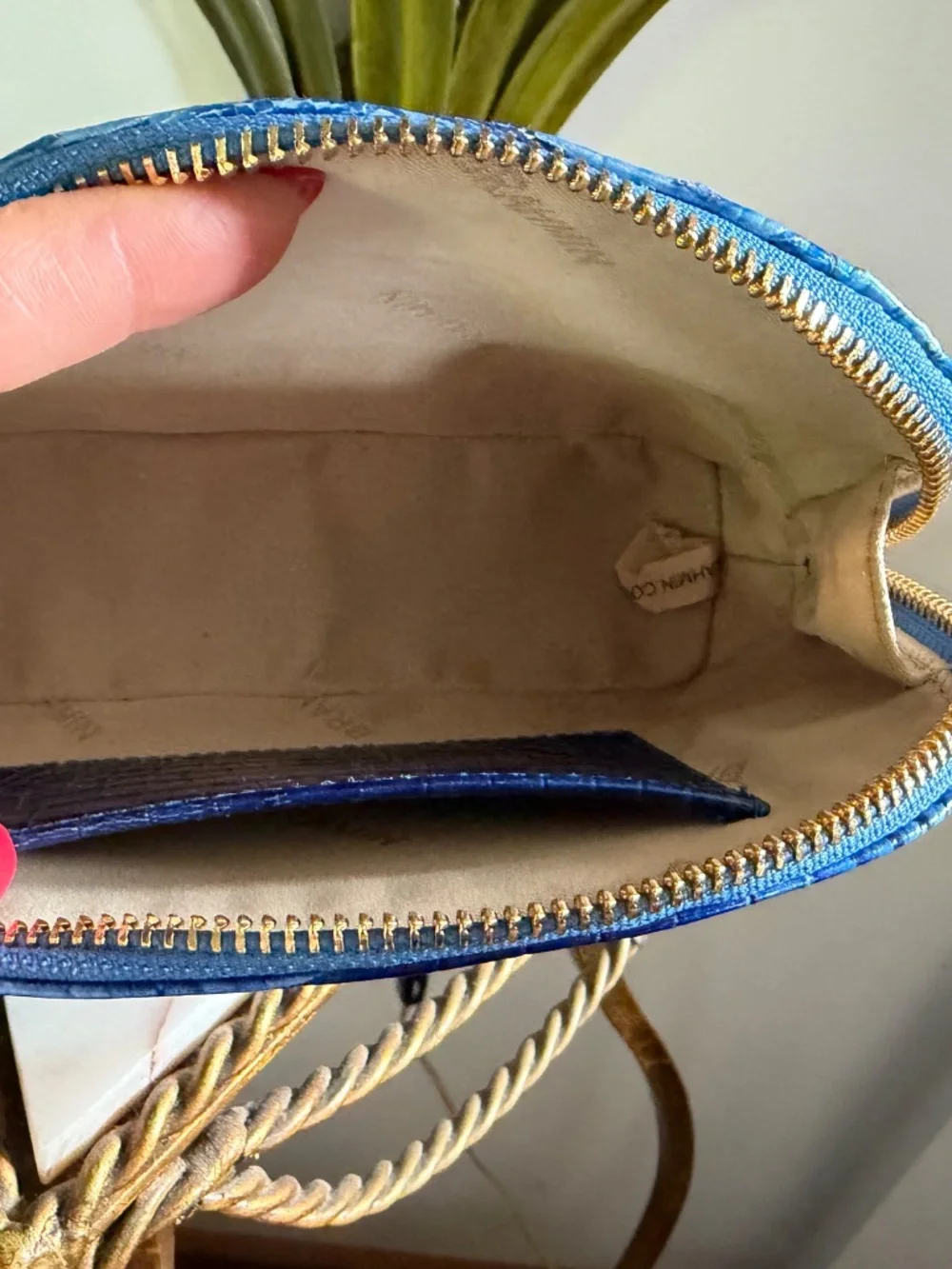 💙 Brahmin Sample 'Electric' Blue Tina Zippered Make Up Bag Pouch Clutch 💙 READ
